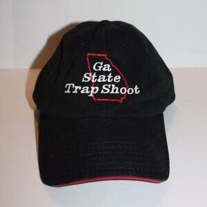 Preowned Adjustable Size Georgia State Trap Shoot Cap Black Red Trim